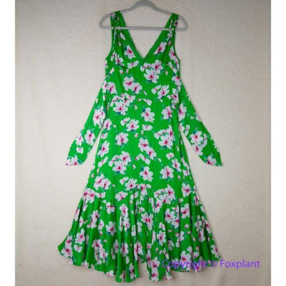New! *Flawed" White House Black Market Floral Satin Fit & Flare Dress, size 2 - Picture 6 of 16